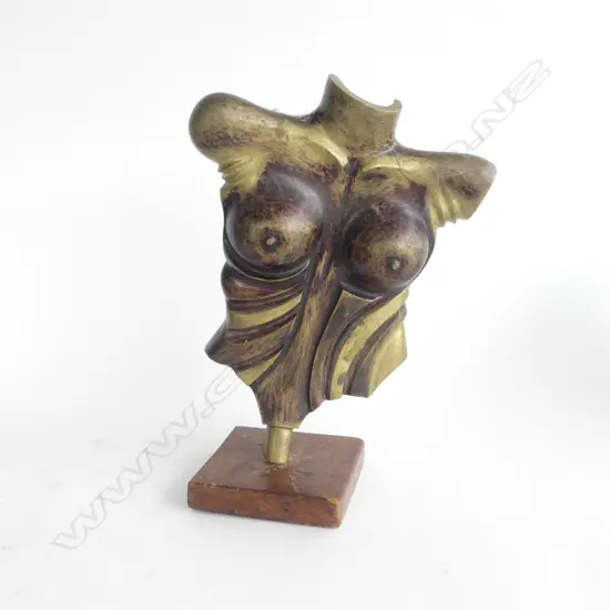 BRONZE SCULPTOR OF A FEMALE TORSO H.370 (includes wood base)