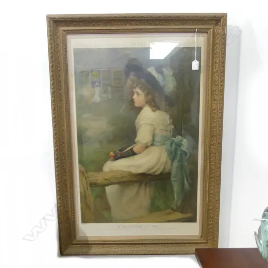 ORIGINAL 1898 PEARS PRINT 'DAUGHTER OF EVE'  850 x 530mm
