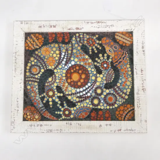 'GOANA EGGS' ABORIGINAL DOT PAINTING 2015 artist's details verso, 240 x 290mm