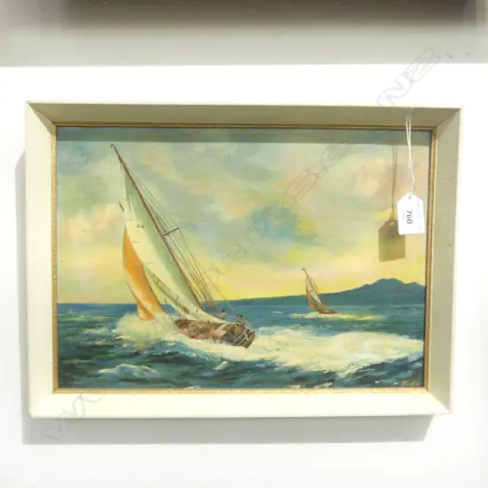 UNKOWN ARTIST, AUCKLAND SAILING SCENE, OIL ON BOARD 240x340mm