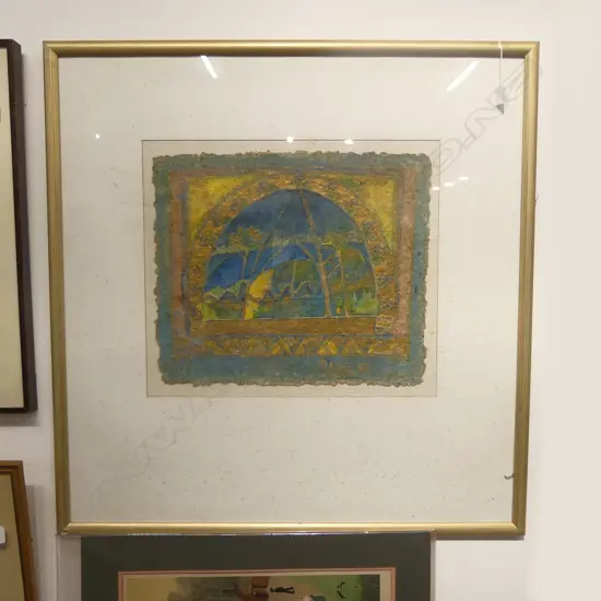 LARGE FRAMED W/C ON PULP PAPER SIGNED VEDY H500 L460MM