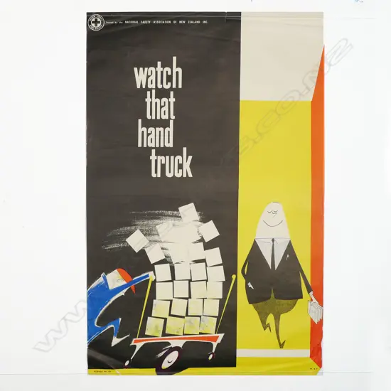 VINTAGE POSTER 'WATCH THAT HANDTRUCK'. 'W & T' ( Whitcombe & Tombs) 'Poster No.57' 750 x 490mm