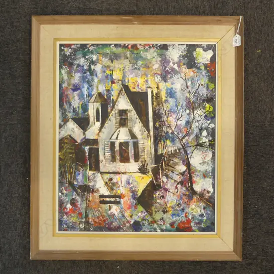 FLORENCE LUXFORD 'PLIMMER HOUSE' ACRYLIC ON BOARD 595x495mm