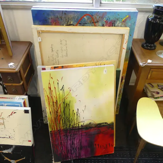 10 WORKS BY D'ANGELO VALENTIN (ROMANIAN), MIXED MEDIA ON CANVAS, LARGEST 1030x630mm