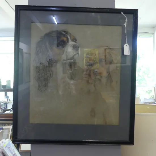 DOG DOUBLE PORTRAIT, PASTEL ON PAPER 330x300mm