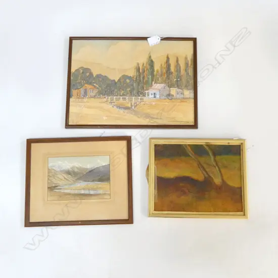 2 FRAMED WORKS BY F.H. HALSTEAD & OTHER UNSIGNED OIL (LARGEST 250x350mm)