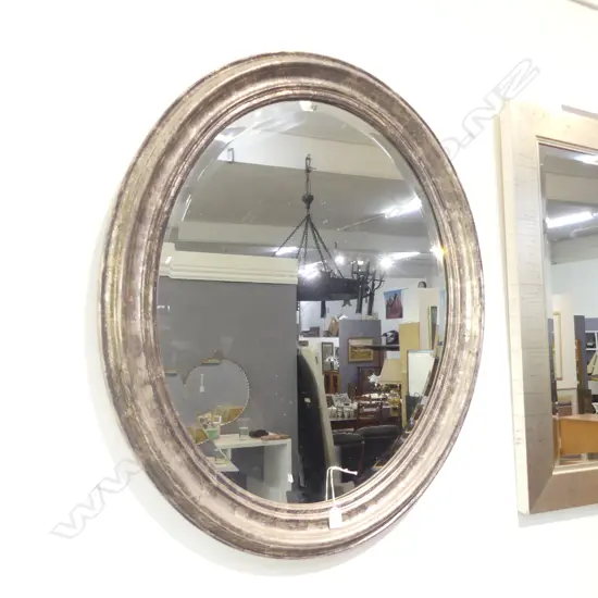 OVAL MIRROR, SILVER PAINTED FRAME 930x780mm