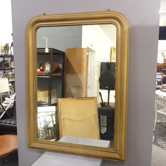 ANTIQUE GOLD PAINTED PLASTER OVER MANTLE MIRROR 1165x865mm