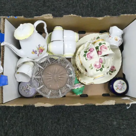 COLLECTION OF CHINA PART R/A TEASET ENGLISH BEAUTY PAT STAFFORD COFFEE SET  CRYSTAL ETC