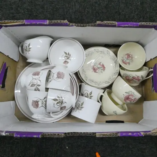 2 PART TEA SETS SUZIE COOPER ROSE & HYBISCUS PATS 