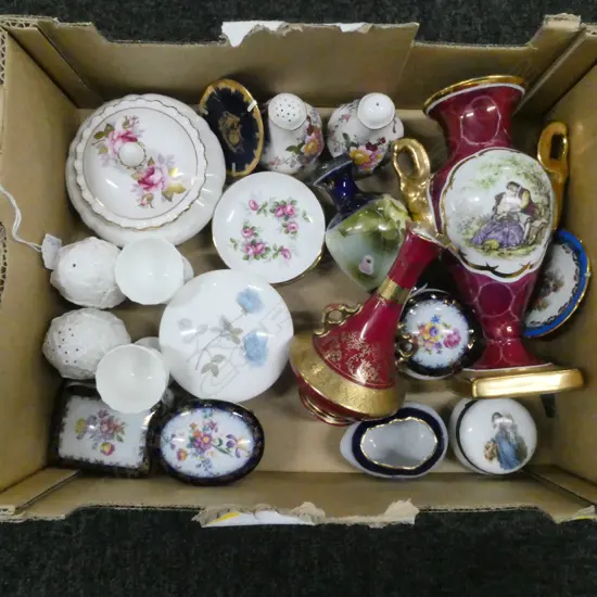 COLLECTION OF 22PC CONT & ENGLISH FINE CHINA VASES DISHES LIDDED BOWL DIA 120MM ETC