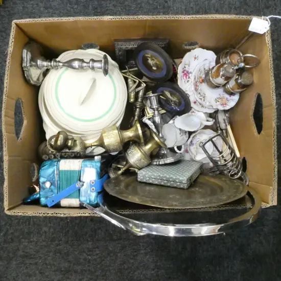 ASST. ITEMS; ACCORDION, PR CLARICE CLIFF TUREENS, BRASS ETC