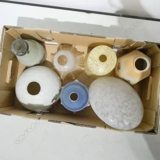 COLLECTION OF 7  VINTAGE GLASS LAMPSHADES