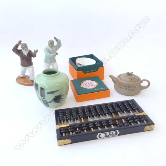 PR CHINESE TAI CHI FIGURES, BOXED ORIENTAL BOWL, etc