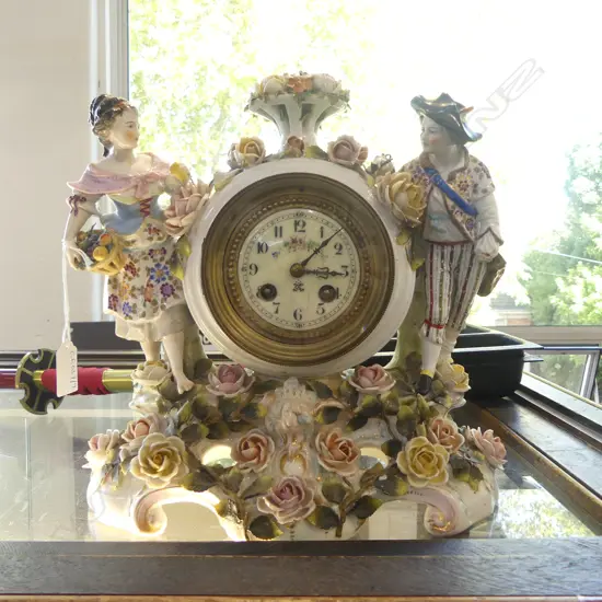 GERMAN PORCELAIN MANTLE CLOCK H.310mm losses