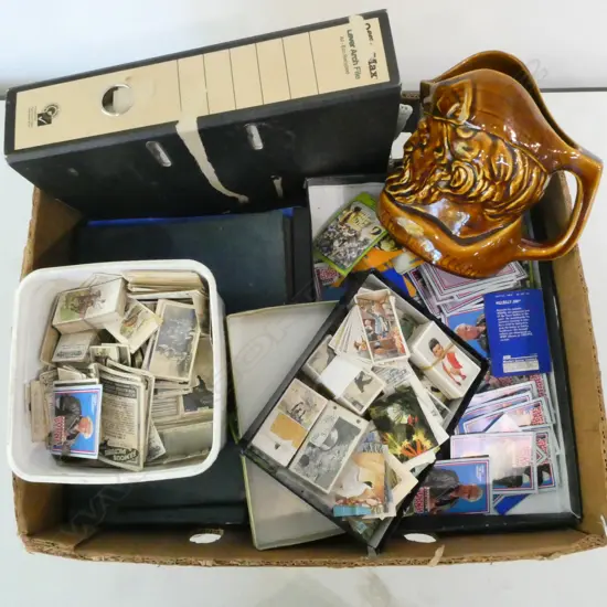 CIGARETTE CARDS, FOLDERS w. EPHEMERA, LACE ETC