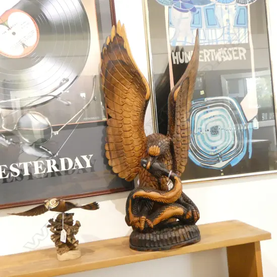 LG CARVED WOODEN EAGLE H.730mm