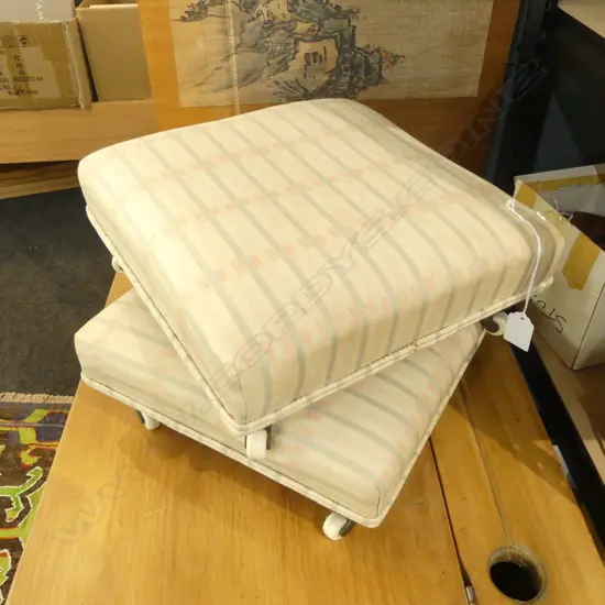 PR UPHOLSTERED FOOT STOOLS ON CASTORS 