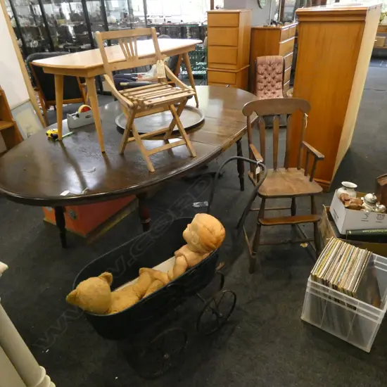 PRAM, DOLL, TEDDY, HIGH CHAIR, CHILDS FOLDING CHAIR