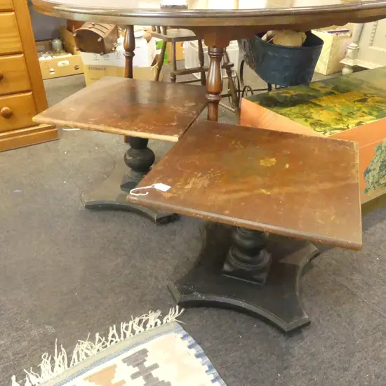 PR WOODEN SIDE TABLES BY L. HITCHCOCK CONN. USA 510x510x405mm (FAULTS)