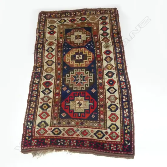 HAND KNOTTED WOOL PILE RUG 1950x1160mm some wear