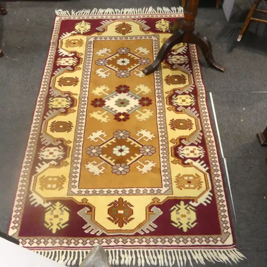 HAND KNOTTED PERSIAN RUG RED CREAM & IVORY COLOURS L1840 W1130MM