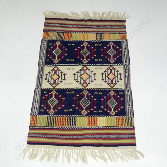 KELIM RUG BLUE RED & IVORY L1800 W1150MM