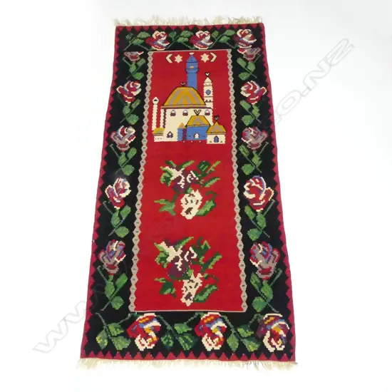 KELIM PICTATORIAL RUG MOSQUE SCENE L2080 W1000