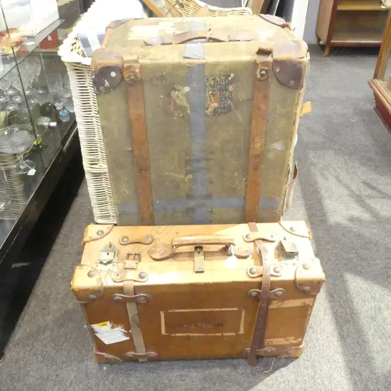 LEATHER SUITCASE W.635mm + TRUNK W.850mm