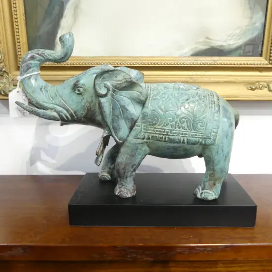 BRONZE ELEPHANT ON STAND H.225mm
