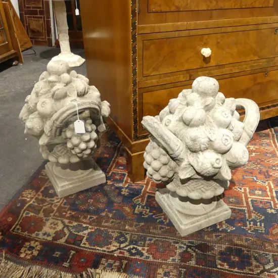 Pr Concrete Handled Basket of Fruit  H.380mm Depth 2mm Weight 19kg ea