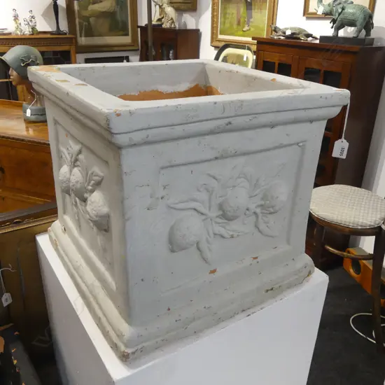 PALE GREY PAINTED TERRACOTTA PLANTER 450x450x405mm