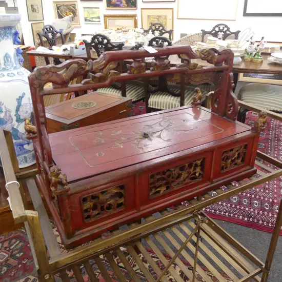 LG CHINESE RED LACQUER LIDDED BASKET 640x330x410mm