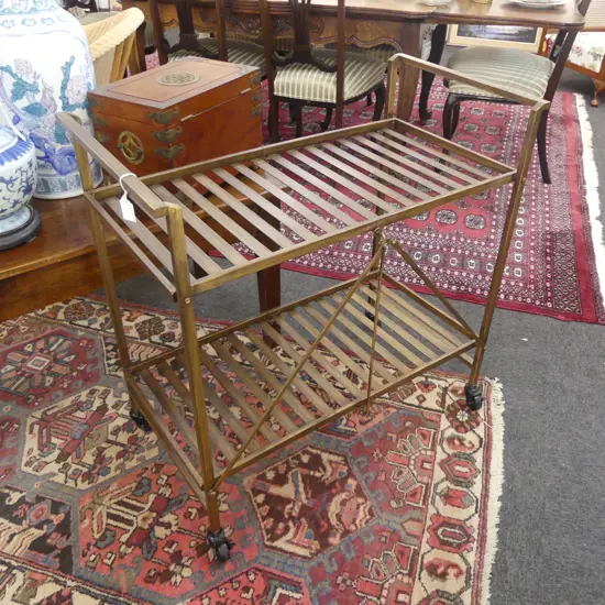 FOLD PAINTED METAL TROLLEY TABLE 840x440x835mm