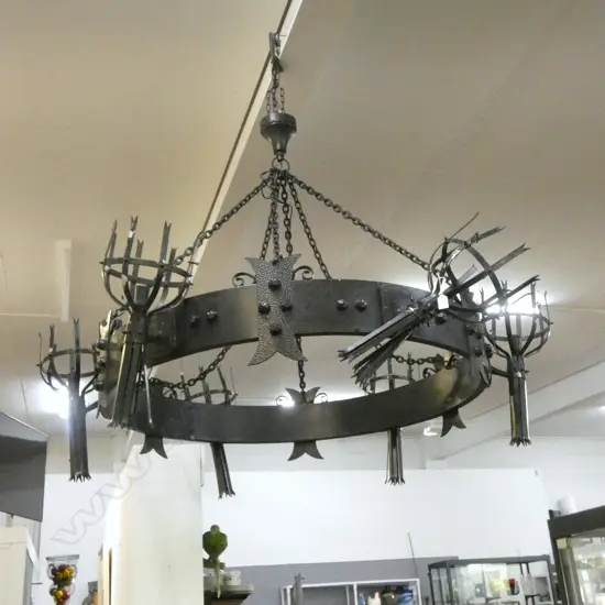 LG BLACK METAL CHANDELIER EX ALEXANDRA PARK EPSOM...