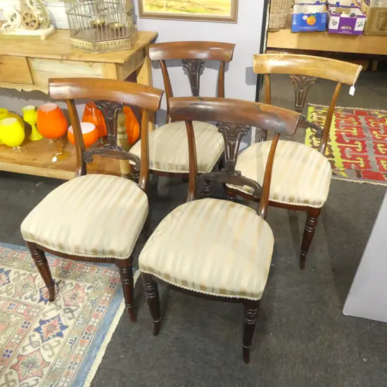 4 ANTIQUE MAHOGANY BLADE BACK DINING CHAIRS