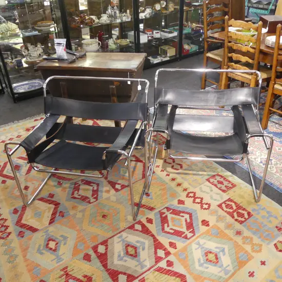 PR BLACK LEATHER WASSILY CHAIRS