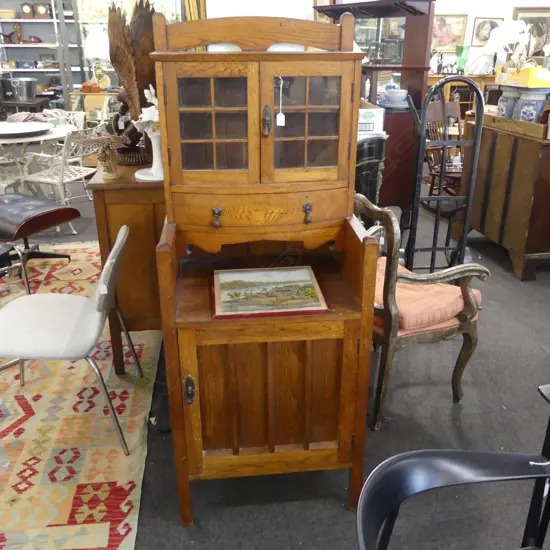 OAK ARTS AND CRAFTS CABINET 600 x 470 x 1570mm (borer)