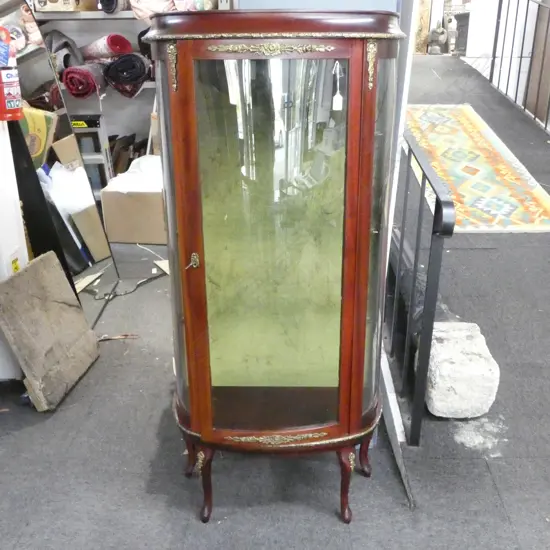 ANTIQUE FRENCH STYLE DISPLAY CABINET demi lune form