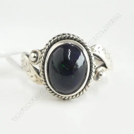 SILVER SET BLACK ONYX RING new SIZE P