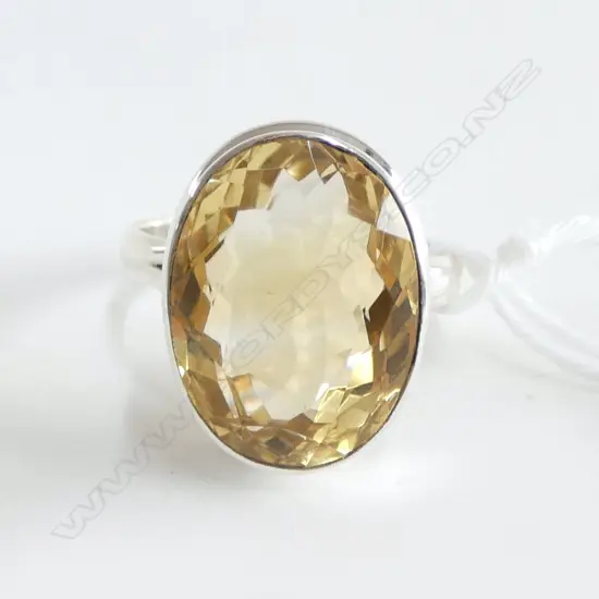 SILVER SET FACET CUT CITRINE RING new SIZE Q