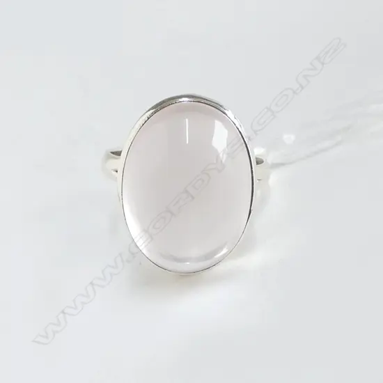 SILVER SET ROSE QUARTZ CABOCHON RING new SIZE R1/2