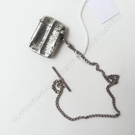early 20thC SILVER engraved VESTA on later SILVER CHAIN