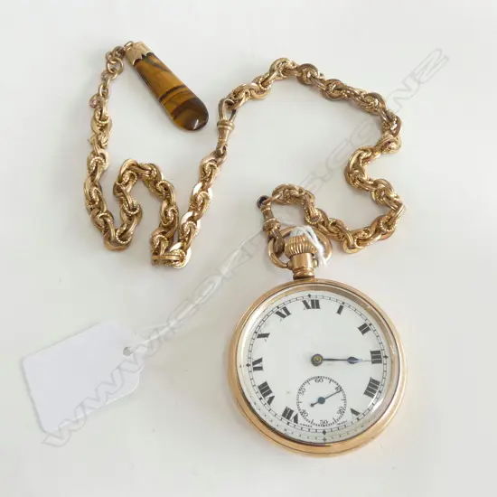 GP POCKET WATCH & CHAIN + GOLD TIGERSEYE PENDANT