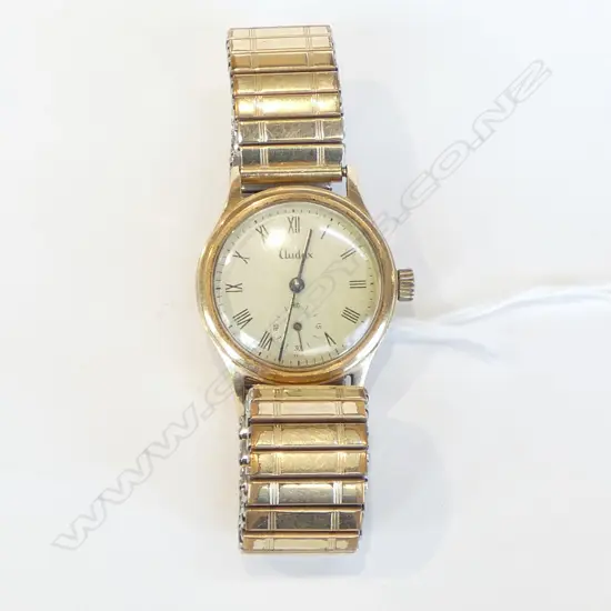 9CT VINTAGE 'AUDEX' GENT'S WRISTWATCH expanding plated strap