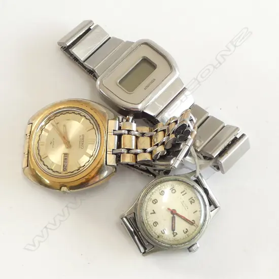 3 VINTAGES GENT'S WRISTWATCHES. 1970's Longines Seiko auto 19jewel + Buren. Some Faults 