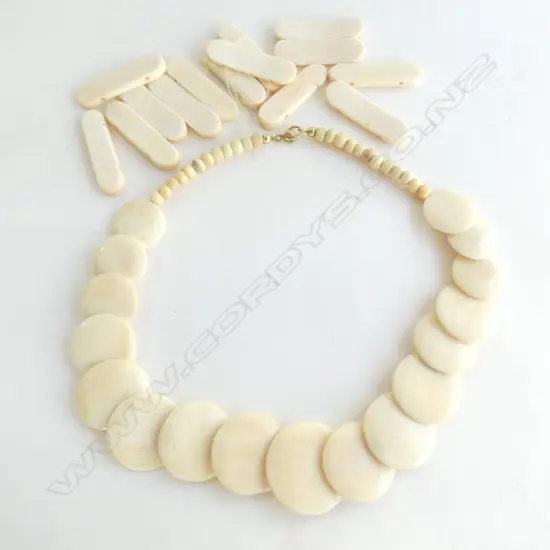 BONE DISC NECKLACE & BRACELET (needs restringing)