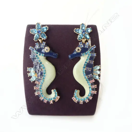 COSTUME SEAHORSE EARINGS FOR PIERCED EARS 70 mm DROP 
