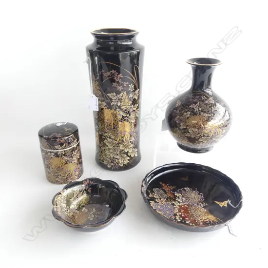 5 PCS FLORAL DECORATED JAPANESE CHINA TALLEST VASE 300MM