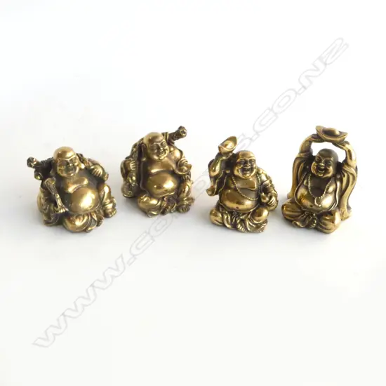 4 BRASS MINIATURE HOTEI IN VARIOUS POSES; Approx. 45mm